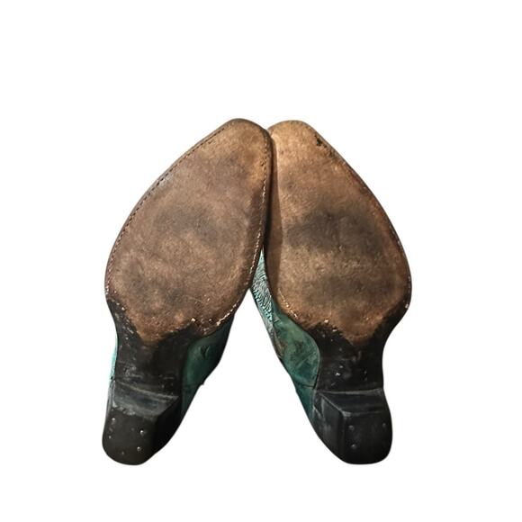 Corral Womens Snip Toe Boots R2266 Gray Turquoise With Glitter Inlay Size 9.5 M - Picture 4 of 11